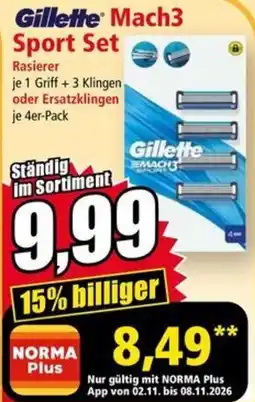 Norma Gillette Mach3 Sport Set Angebot