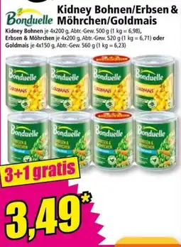 Norma Bonduelle Kidney Bohnen/Erbsen & Möhrchen/Goldmais Angebot