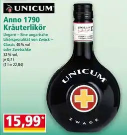 Norma Unicum Anno 1790 Kräuterlikör Angebot