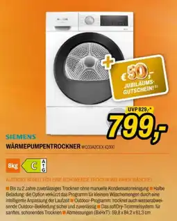 Expert Siemens Wärmepumpentrockner WQ33A2CEX IQ300 Angebot