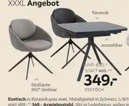 XXXLutz Esstisch in Keramik grau matt, Metallgestell in Schwarz, L/B/H Angebot
