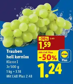 Lidl Trauben hell kernlos Angebot