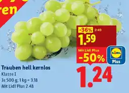 Lidl Trauben hell kernlos Angebot