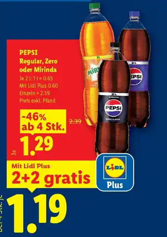 Pepsi Regular, Zero oder Mirinda