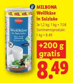 Lidl Milbona Weißkäse in Salzlake Angebot
