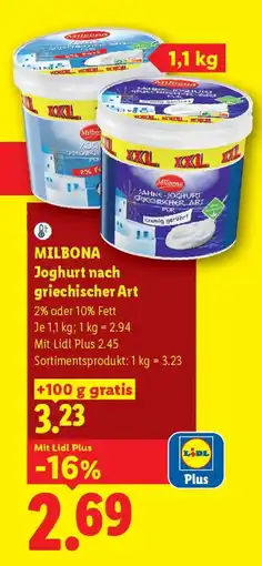 Lidl Milbona Joghurt nach griechischer Art Angebot