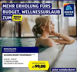 Hofer Allegría Resort Stegersbach **** Angebot