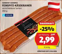 Hofer Sonnhof Gourmet Feinspitz-Käsekrainer Angebot