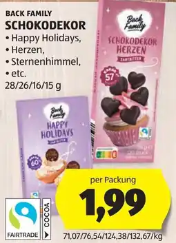Hofer Back Family Schokodekor Angebot