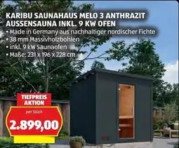 Hofer Karibu Sauna Haus Melo 3 Anthrazit Angebot