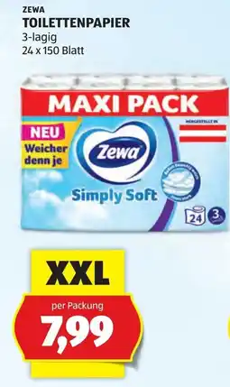 Hofer Zewa Toilettenpapier Angebot