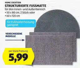 Hofer Home Creation Strukturierte Fußmatte Angebot