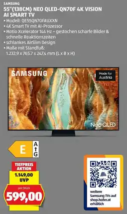 Hofer Samsung 55" Neo QLED AI Smart TV Angebot