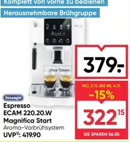 Maximarkt DeLonghi Espresso ECAM 220.20.W Magnifica Start Aroma-Vorbrühsystem Angebot