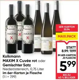 Maximarkt Kolkmann MAXIM X Cuvée rot oder Gemischter Satz Angebot