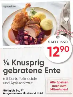 Maximarkt ¼ Knusprig gebratene Ente Angebot