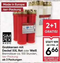 Maximarkt SimPex Basic Grabkerzen mit Deckel XXL Rot oder Weiß Angebot