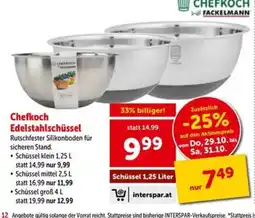 Interspar Chefkoch Edelstahlschüssel Angebot