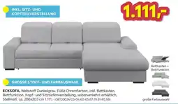 Möbelix ECKSOFA, Webstoff Dunkelgrau, Füße Chromfarben Angebot