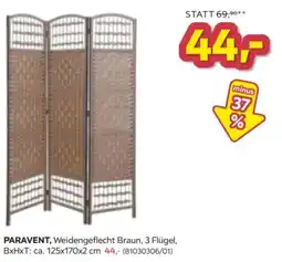 Möbelix PARAVENT, Weidengeflecht Braun, 3 Flügel Angebot