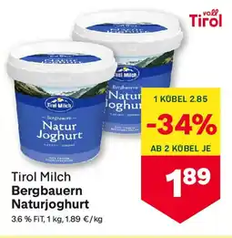 MPreis Tirol Milch Bergbauern Naturjoghurt Angebot