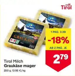 MPreis Tirol Milch Graukäse mager Angebot