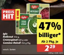 Nah&Frisch Iglo Rotkraut, Cremespinat oder Gemuse Reindl Angebot