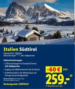 Lidl Reisen Italien Südtirol Angebot