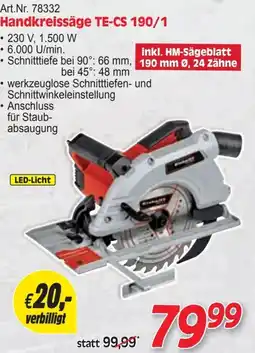 Zgonc Handkreissäge TE-CS 190/1 Angebot