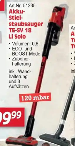 Zgonc Akku-Stiel-Staubsauger TE-SV 18 Li Solo Angebot