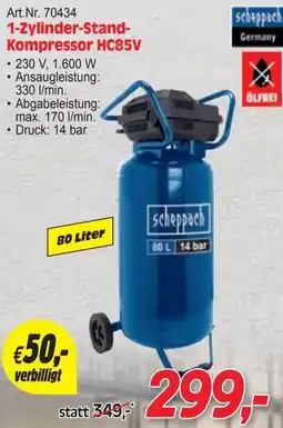 Zgonc 1-Zylinder-Stand-Kompressor HC85V scheppach Angebot