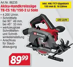 Zgonc Akku-Handkreissäge TE-CS 18/150-2 Li Solo Angebot