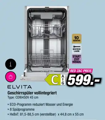 Elvita Geschirrspüler vollintegriert