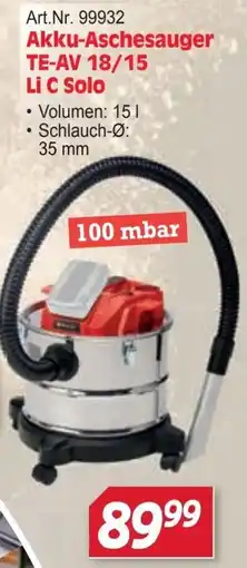 Zgonc Einhell Akku-Aschesauger TE-AV 18/15 Li C Solo Angebot