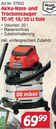 Zgonc Einhell Akku-Nass- und Trockensauger TC-VC 18/20 Li Solo Angebot