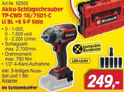 Zgonc Einhell Akku-Schlagschrauber TP-CWD 18/7501-C Li BL +6 S-F Solo Angebot
