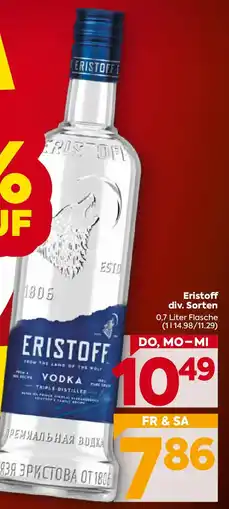 Billa Eristoff Vodka Angebot