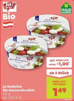 ADEG ja! Natürlich Bio Mozzarella Minis Angebot