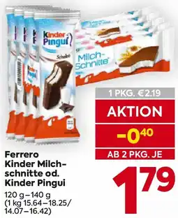 Billa Ferrero Kinder Milch-schnitte od. Kinder Pingui Angebot