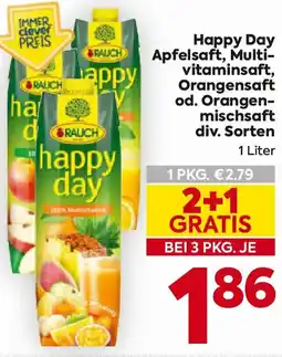 Billa Happy Day Apfelsaft, Multivitaminsaft, Orangensaft Angebot