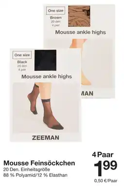Zeeman Mousse Feinsöckchen Angebot