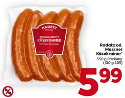 Billa Radatz od. Messner Käsekrainer Angebot