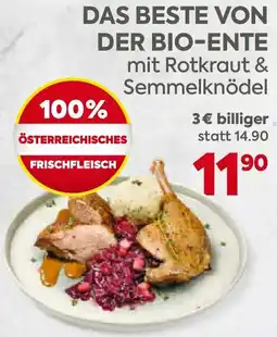 Billa DAS BESTE VON DER BIO-ENTE mit Rotkraut & Semmelknödel Angebot
