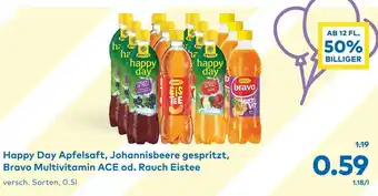 T&G Happy Day Apfelsaft, Johannisbeere Gespritzt, Bravo Multivitamin ACE Od. Rauch Eistee Angebot