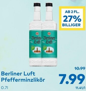 T&G Berliner Luft Pfefferminzlikör 0.7L Angebot