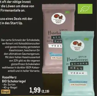 Metro HaselHerz BIO Schokoriegel 40g Angebot