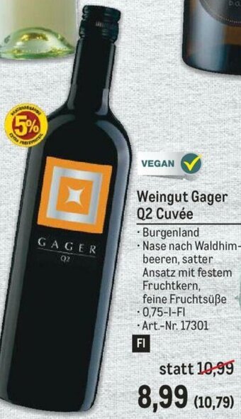 Metro Weingut Gager Q2 Cuvée Angebot