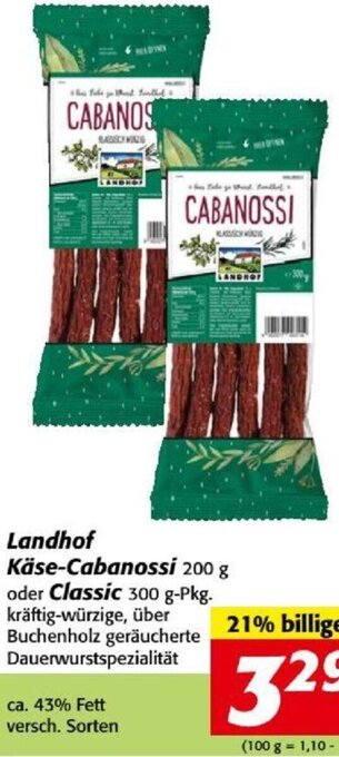 Nah&Frisch Landhof Käse-Cabanossi Angebot