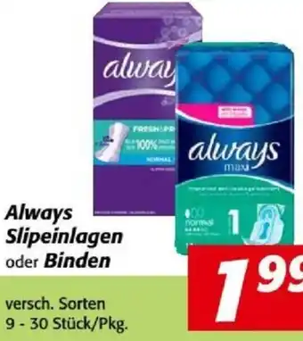 Nah&Frisch Always Slippeinlagen Oder Binden Angebot