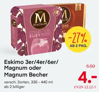 MPreis Eskimo 3er/4er/6er/ Magnum Oder Magnum Becher 330-440 ml Angebot